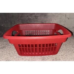 1 Vintage Rubbermaid Red ( Faded) Laundry Basket 2874 Heavy Duty Hamper USA